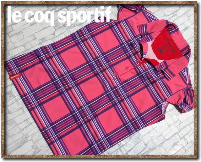 ルコックスポルティフ 刺繍入りチェックポロシャツ ピンク < レジャー/スポーツ ルコックスポルティフ 刺繍入りチェックポロシャツ ピンク < レジャー/スポーツの