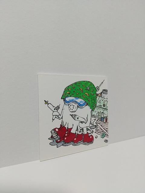 オリジナルイラスト 手描きイラスト イカ星人くん アーミー ハンドメイド インテリア 絵 原画 アナログ アート カラー < アニメ/コミック/キャラクター  オリジナルイラスト 手描きイラスト イカ星人くん アーミー ハンドメイド インテリア 絵 原画 アナログ アート カラー < アニメ/コミック/キャラクターの