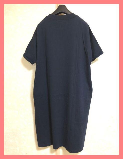 ☆ミルクフェド☆超美品♪ロックロゴ折り返し袖Tシャツワンピース☆紺 < ブランド ☆ミルクフェド☆超美品♪ロックロゴ折り返し袖Tシャツワンピース☆紺 < ブランドの