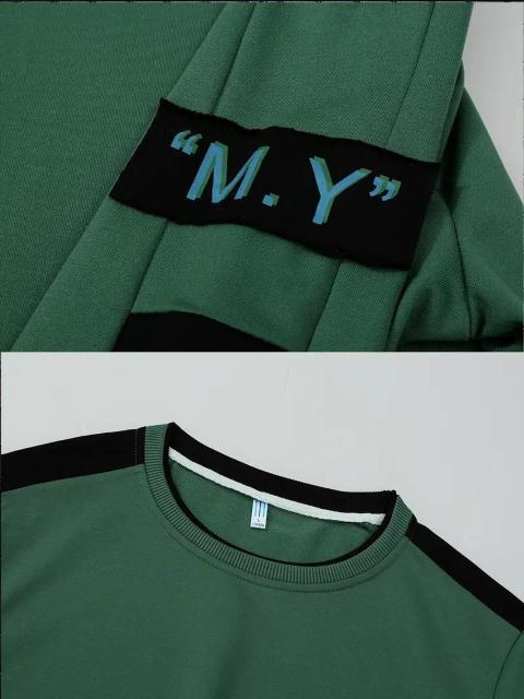 爆ヤス価格2190円★メンズ ロングスリーブトレーナー - グリーンアクセント付き ブラック、 USAサイズM(日本サイズXL) < 男性ファッション 爆ヤス価格2190円★メンズ ロングスリーブトレーナー - グリーンアクセント付き ブラック、 USAサイズM(日本サイズXL) < 男性ファッションの