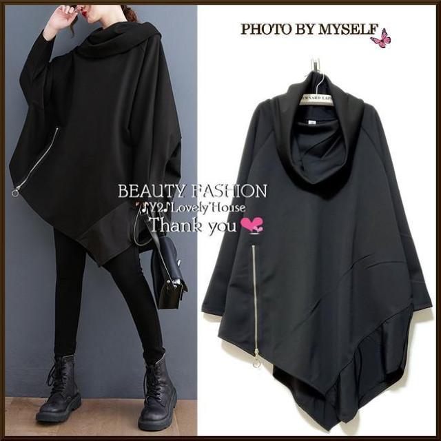 〜3L4L*ドレープネックZIP×Dカンアシンメトリーチュニック* < 女性ファッション 〜3L4L*ドレープネックZIP×Dカンアシンメトリーチュニック* < 女性ファッションの
