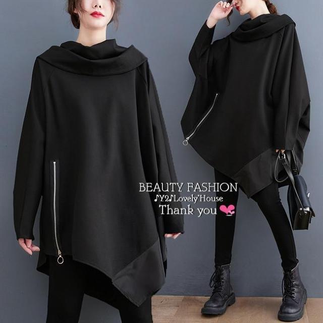 〜3L4L*ドレープネックZIP×Dカンアシンメトリーチュニック* < 女性ファッション 〜3L4L*ドレープネックZIP×Dカンアシンメトリーチュニック* < 女性ファッションの