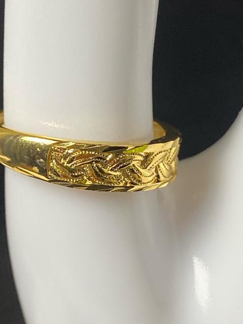 【赤金】和柄 彫金 地金リング 18KGP? 豪華 繊細彫り 指輪 フリーサイズ メンズ レディース ゴールド 美品 < 女性アクセサリー/時計 【赤金】和柄 彫金 地金リング 18KGP? 豪華 繊細彫り 指輪 フリーサイズ メンズ レディース ゴールド 美品 < 女性アクセサリー/時計の