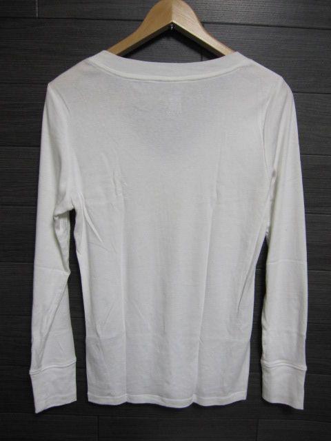 □GAP/ギャップ 深Vネック ロング Tシャツ/ホワイト/タイトシルエット☆新品 < ブランド  □GAP/ギャップ 深Vネック ロング Tシャツ/ホワイト/タイトシルエット☆新品 < ブランドの