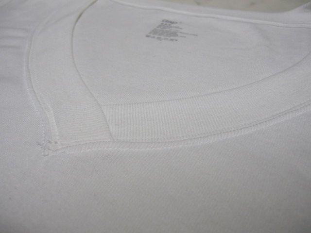 □GAP/ギャップ 深Vネック ロング Tシャツ/ホワイト/タイトシルエット☆新品 < ブランド  □GAP/ギャップ 深Vネック ロング Tシャツ/ホワイト/タイトシルエット☆新品 < ブランドの
