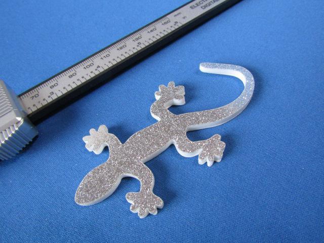 ●Gecko ゲッコー/守宮/ヤモリ! SILVER シルバー ラメ仕様 ABS製エンブレム 新品 < 自動車/バイク ●Gecko ゲッコー/守宮/ヤモリ! SILVER シルバー ラメ仕様 ABS製エンブレム 新品 < 自動車/バイク