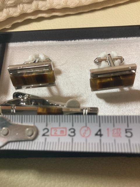 1648.未使用☆タイガーアイのカフスボタンとネクタイピンセット < 男性アクセサリー/時計  1648.未使用☆タイガーアイのカフスボタンとネクタイピンセット < 男性アクセサリー/時計の