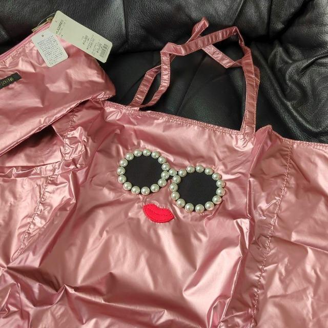 a-jolie エコバッグ トートバッグ 折り畳み 大きめサイズ 収納ポーチ/メタリックローズピンク < 女性ファッション  a-jolie エコバッグ トートバッグ 折り畳み 大きめサイズ 収納ポーチ/メタリックローズピンク < 女性ファッションの