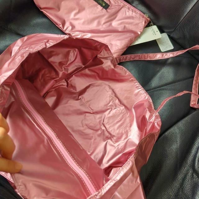 a-jolie エコバッグ トートバッグ 折り畳み 大きめサイズ 収納ポーチ/メタリックローズピンク < 女性ファッション  a-jolie エコバッグ トートバッグ 折り畳み 大きめサイズ 収納ポーチ/メタリックローズピンク < 女性ファッションの