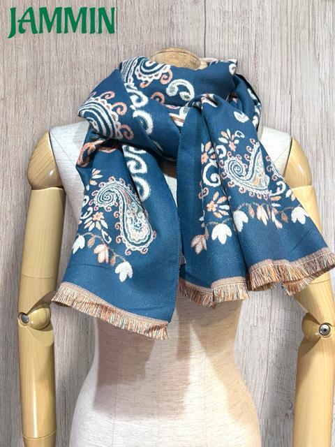 ペーズリー柄カシミヤストール カシミア アジアン エスニック ストール < 女性ファッション  ペーズリー柄カシミヤストール カシミア アジアン エスニック ストール < 女性ファッションの