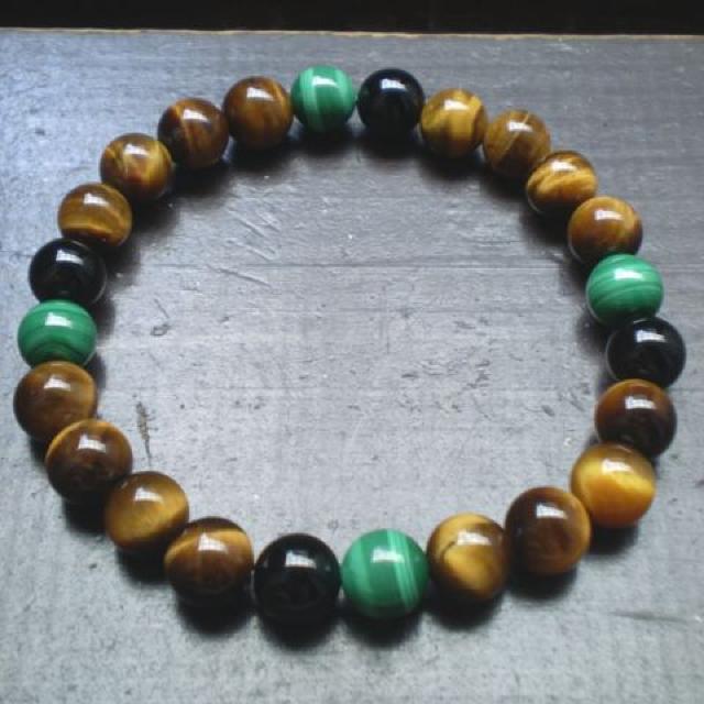 マラカイトxタイガーアイxオニキスブレスレット < 女性アクセサリー/時計 マラカイトxタイガーアイxオニキスブレスレット < 女性アクセサリー/時計の