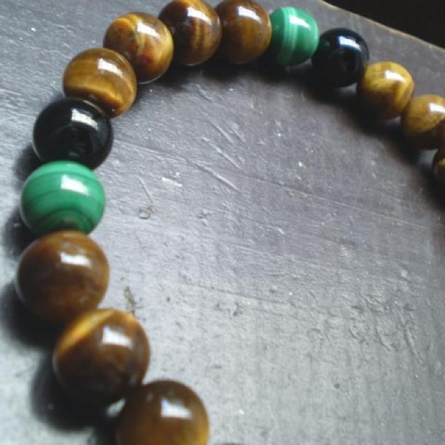 マラカイトxタイガーアイxオニキスブレスレット < 女性アクセサリー/時計 マラカイトxタイガーアイxオニキスブレスレット < 女性アクセサリー/時計の