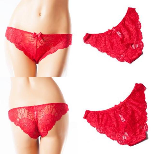 花柄レースのフルバックパンティ レッド < 女性ファッション  花柄レースのフルバックパンティ レッド  < 女性ファッションの