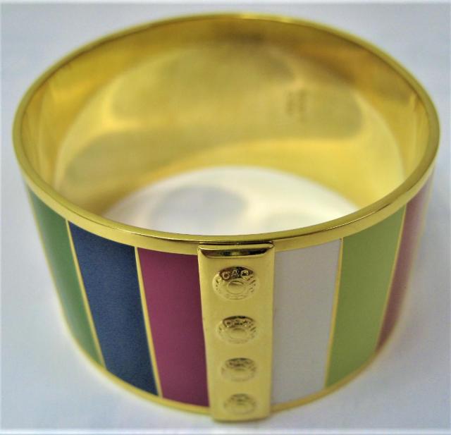 極美品コーチCOACHバングル カラフル + ゴールド幅3.7cm直径6.5cm < ブランド  極美品コーチCOACHバングル カラフル + ゴールド幅3.7cm直径6.5cm < ブランドの