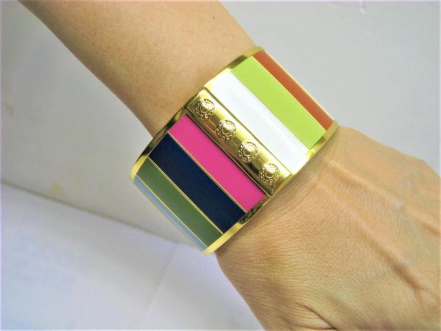 極美品コーチCOACHバングル カラフル + ゴールド幅3.7cm直径6.5cm < ブランド  極美品コーチCOACHバングル カラフル + ゴールド幅3.7cm直径6.5cm < ブランドの