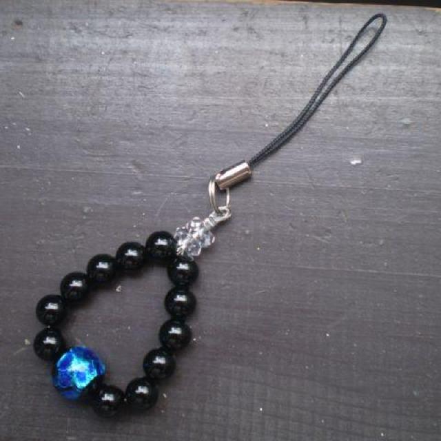 蓄光*ホタルガラスxオニキスストラップ < 家電/AV  蓄光*ホタルガラスxオニキスストラップ < 家電/AVの