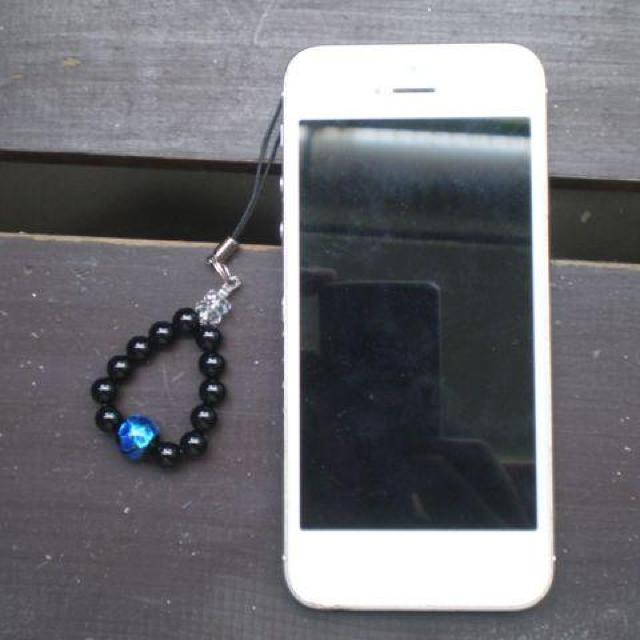 蓄光*ホタルガラスxオニキスストラップ < 家電/AV  蓄光*ホタルガラスxオニキスストラップ < 家電/AVの