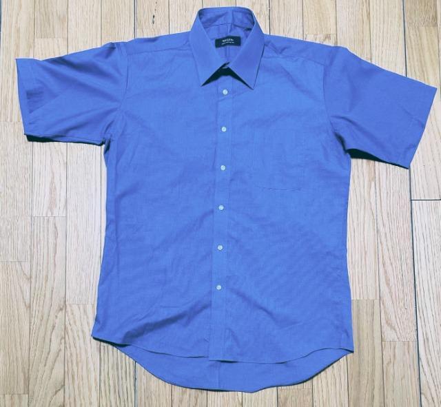 WALLEN 半袖形態安定シャツ 41 ブルー系 極良品 < 男性ファッション  WALLEN 半袖形態安定シャツ 41 ブルー系 極良品  < 男性ファッションの