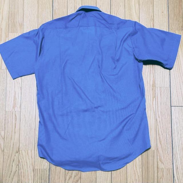 WALLEN 半袖形態安定シャツ 41 ブルー系 極良品 < 男性ファッション  WALLEN 半袖形態安定シャツ 41 ブルー系 極良品 < 男性ファッションの