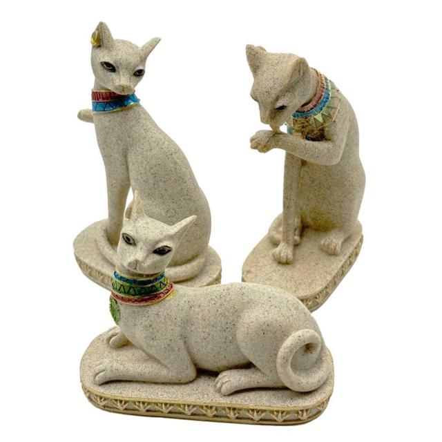 置物 エジプト キャット 3体セット 石像 猫 オブジェ 猫神 < インテリア/ライフ 置物 エジプト キャット 3体セット 石像 猫 オブジェ 猫神 < インテリア/ライフの
