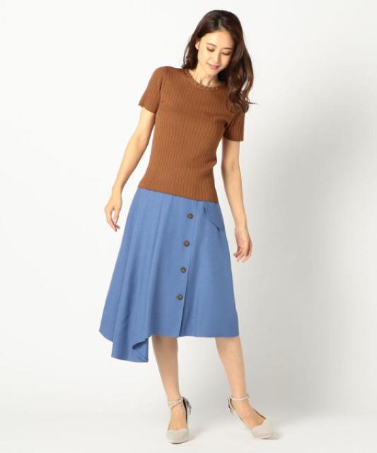 SALE●定価4,212円●洗える!変形スカラップリブトップス●赤レッド < 女性ファッション  SALE●定価4,212円●洗える!変形スカラップリブトップス●赤レッド < 女性ファッションの