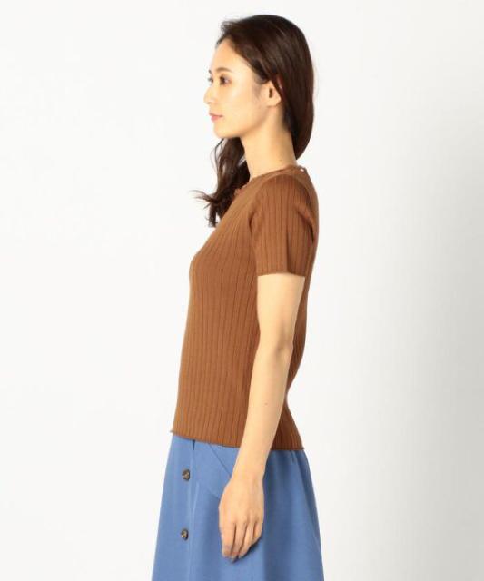 SALE●定価4,212円●洗える!変形スカラップリブトップス●赤レッド < 女性ファッション  SALE●定価4,212円●洗える!変形スカラップリブトップス●赤レッド < 女性ファッションの