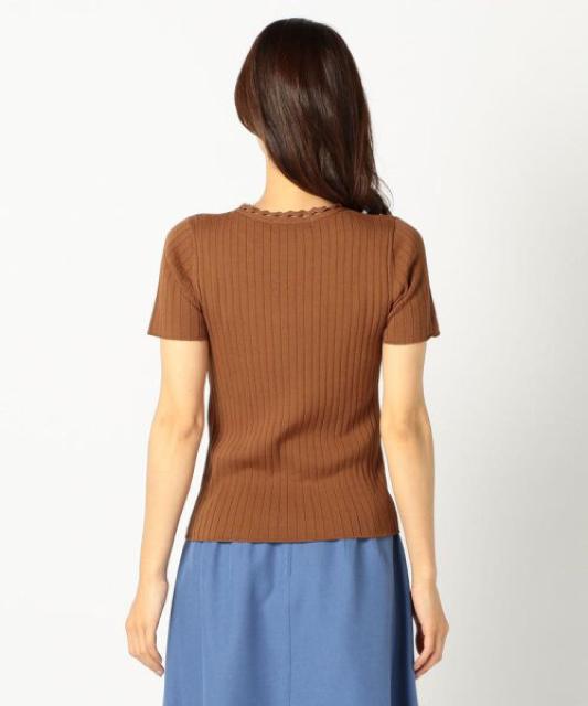 SALE●定価4,212円●洗える!変形スカラップリブトップス●赤レッド < 女性ファッション  SALE●定価4,212円●洗える!変形スカラップリブトップス●赤レッド < 女性ファッションの