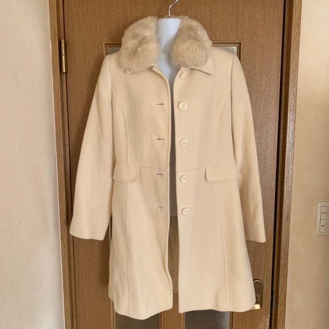切手可 ファー付 コート ホワイトベージュ サイズ11号 < 女性ファッション  切手可 ファー付 コート ホワイトベージュ サイズ11号  < 女性ファッションの