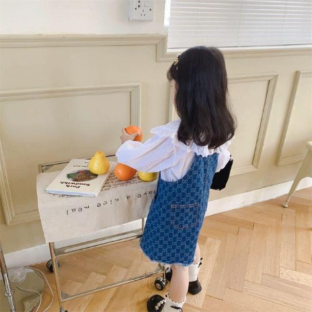 子供 女の子 セットアップ ブラウス キッズ デニムスカート サロペット 120cm < キッズ/ベビー  子供 女の子 セットアップ ブラウス キッズ デニムスカート サロペット 120cm < キッズ/ベビーの