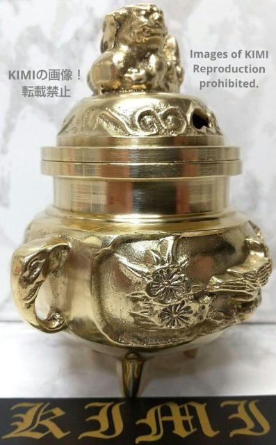 古い香炉 真鍮製 高さ9.5cm 獅子蓋 花鳥香炉 伝統美術工芸品 香炉芸術 Censer Lion Bird flower Br < インテリア/ライフ  古い香炉 真鍮製 高さ9.5cm 獅子蓋 花鳥香炉 伝統美術工芸品 香炉芸術 Censer Lion Bird flower Br < インテリア/ライフの