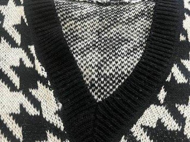 千鳥柄 ニット ベスト ブラック×ホワイト < 女性ファッション 千鳥柄 ニット ベスト ブラック×ホワイト < 女性ファッションの