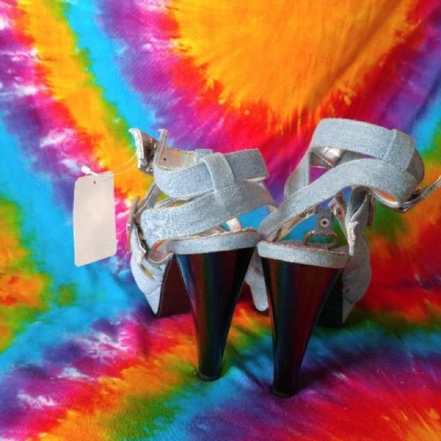 SVリング&デニムがCool♪バックバンド付厚底サンダル□新品□L < 女性ファッション  SVリング&デニムがCool♪バックバンド付厚底サンダル□新品□L < 女性ファッションの