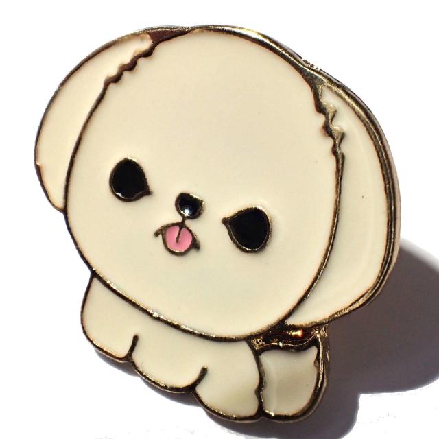犬 シーズー 白色 エナメル ピンバッジ ピンズ バッジ ブローチ ピンブローチ ラペルピン < 女性アクセサリー/時計  犬 シーズー 白色 エナメル ピンバッジ ピンズ バッジ ブローチ ピンブローチ ラペルピン < 女性アクセサリー/時計の