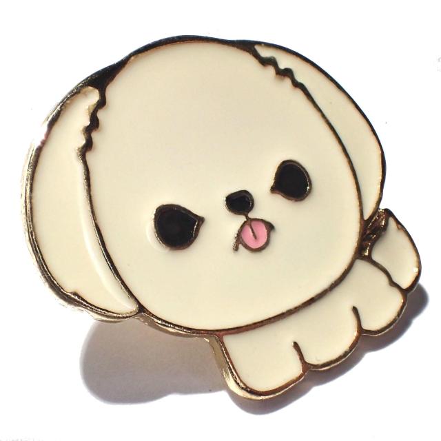 犬 シーズー 白色 エナメル ピンバッジ ピンズ バッジ ブローチ ピンブローチ ラペルピン < 女性アクセサリー/時計  犬 シーズー 白色 エナメル ピンバッジ ピンズ バッジ ブローチ ピンブローチ ラペルピン < 女性アクセサリー/時計の