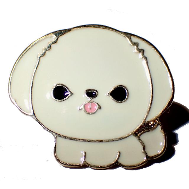 犬 シーズー 白色 エナメル ピンバッジ ピンズ バッジ ブローチ ピンブローチ ラペルピン < 女性アクセサリー/時計  犬 シーズー 白色 エナメル ピンバッジ ピンズ バッジ ブローチ ピンブローチ ラペルピン < 女性アクセサリー/時計の
