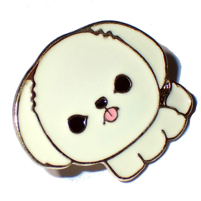 犬 シーズー 白色 エナメル ピンバッジ ピンズ バッジ ブローチ ピンブローチ ラペルピン < 女性アクセサリー/時計  犬 シーズー 白色 エナメル ピンバッジ ピンズ バッジ ブローチ ピンブローチ ラペルピン < 女性アクセサリー/時計の