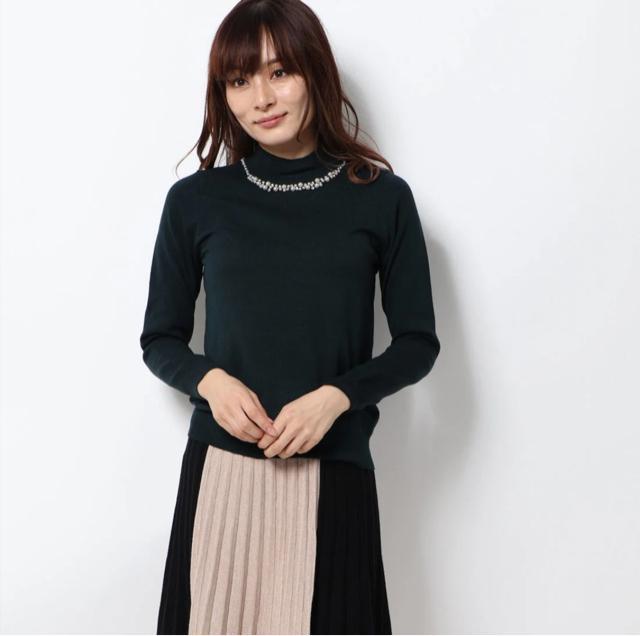 アースミュージックアンドエコロジー ハイネックニットプルオーバー ビジュー 長袖ニット ブルーグリーン < ブランド  アースミュージックアンドエコロジー ハイネックニットプルオーバー ビジュー 長袖ニット ブルーグリーン  < ブランドの