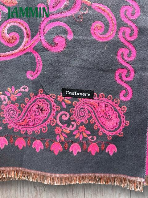 ペーズリー柄カシミヤストール アジアン マフラー エスニック ストール カシミア < 女性ファッション  ペーズリー柄カシミヤストール アジアン マフラー エスニック ストール カシミア < 女性ファッションの