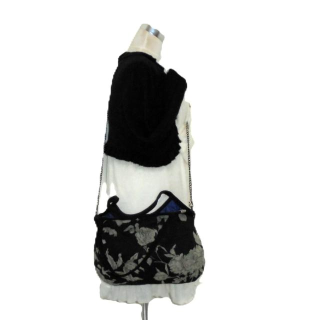 【マチなしグラニーバッグ】【Dカン付きショルダー対応】◆ボタニカルフラワー×黒地 < 女性ファッション 【マチなしグラニーバッグ】【Dカン付きショルダー対応】◆ボタニカルフラワー×黒地 < 女性ファッションの