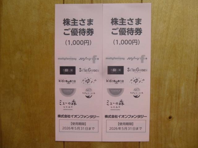 イオンファンタジー優待券(2,000円分)有効期限2026年5月31日 < チケット/金券 イオンファンタジー優待券(2,000円分)有効期限2026年5月31日 < チケット/金券の