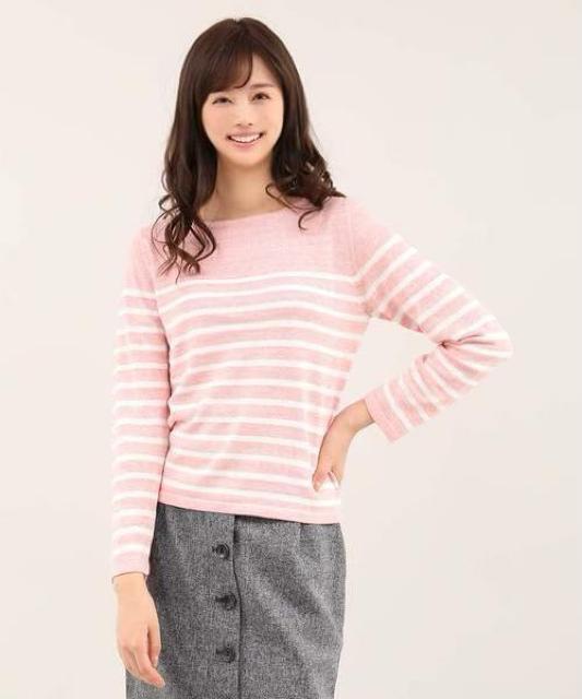 定価13,200円●クルーネックボーダーニット●ピンク×白●Maglie par ef-deエフデ●11 < ブランド  定価13,200円●クルーネックボーダーニット●ピンク×白●Maglie par ef-deエフデ●11 < ブランドの