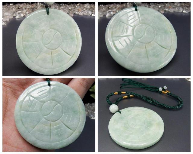天然石ひすい八卦手彫り古玉スタイル大き目ペンダントトップ紐ネックレス < 男性アクセサリー/時計  天然石ひすい八卦手彫り古玉スタイル大き目ペンダントトップ紐ネックレス < 男性アクセサリー/時計の