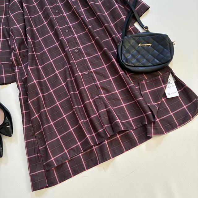 ◆新品◆2万◆ミッシェルクラン◆大きいサイズ感◆チェックシャツロングワンピース◆ < ブランド  ◆新品◆2万◆ミッシェルクラン◆大きいサイズ感◆チェックシャツロングワンピース◆ < ブランドの