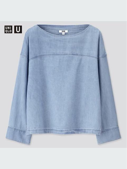 ユニクロ ユニクロU デニムボートネックブラウス デニムシャツ 長袖ブラウス ブルー M < ブランド  ユニクロ ユニクロU デニムボートネックブラウス デニムシャツ 長袖ブラウス ブルー M  < ブランドの