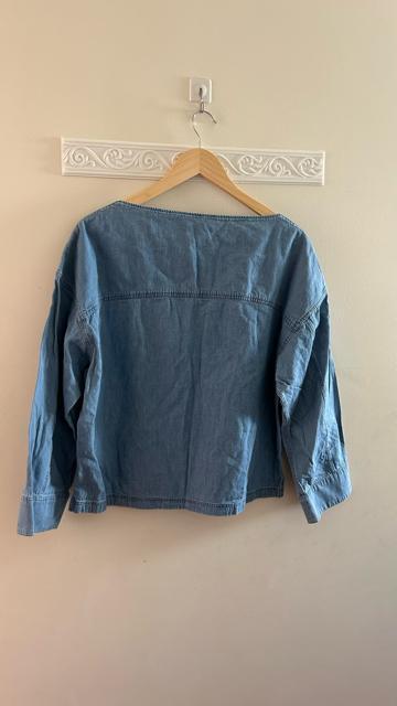ユニクロ ユニクロU デニムボートネックブラウス デニムシャツ 長袖ブラウス ブルー M < ブランド  ユニクロ ユニクロU デニムボートネックブラウス デニムシャツ 長袖ブラウス ブルー M < ブランドの