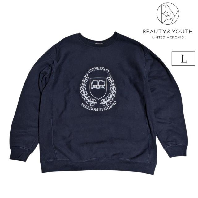 BEAUTY & YOUTH UNITED ARROWS カレッジ  スウェット ロゴ トレーナー ネイビー < ブランド  BEAUTY & YOUTH UNITED ARROWS カレッジ  スウェット ロゴ トレーナー ネイビー  < ブランドの
