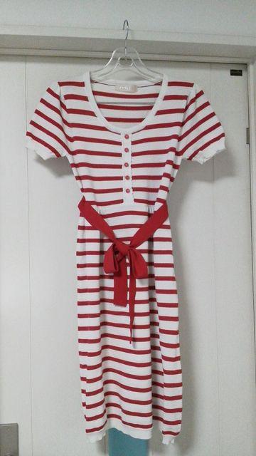 レッセパッセ/ボーダー/ベルト付きワンピース/赤/38 < 女性ファッション レッセパッセ/ボーダー/ベルト付きワンピース/赤/38 < 女性ファッションの