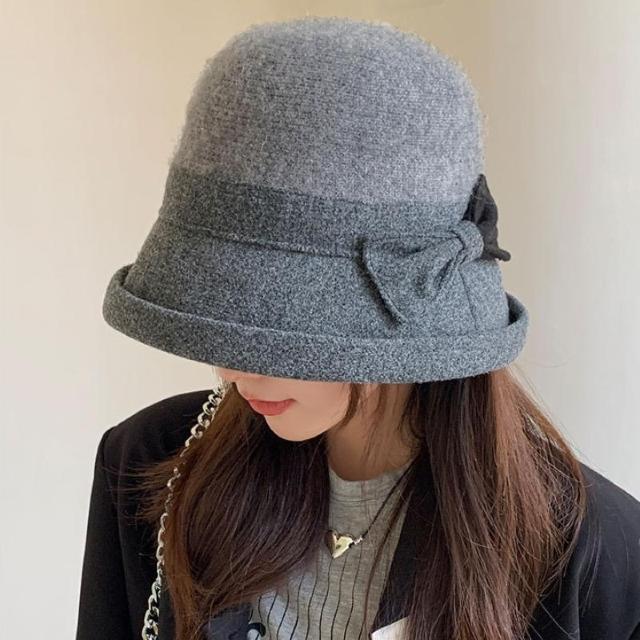 帽子 レディース ハット シンプル 大人 秋冬 バケットハット グレー < 女性ファッション  帽子 レディース ハット シンプル 大人 秋冬 バケットハット グレー < 女性ファッションの