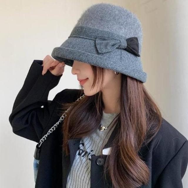 帽子 レディース ハット シンプル 大人 秋冬 バケットハット グレー < 女性ファッション  帽子 レディース ハット シンプル 大人 秋冬 バケットハット グレー < 女性ファッションの