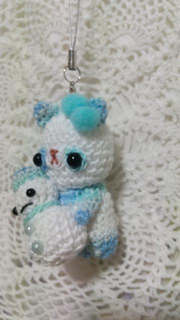 雪だるまとカラフルぱんだ*編みぐるみストラップ(アクア) < ペット/手芸/園芸 雪だるまとカラフルぱんだ*編みぐるみストラップ(アクア) < ペット/手芸/園芸の